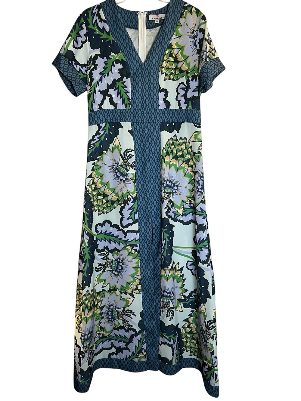 CK Bradley floral and geometric mixed print Resort Maxi Dress size medium